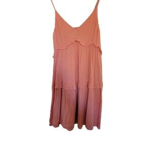Express Tiered Ruffle Sleeveless Sun Dress - Peach Paisley - Size XS